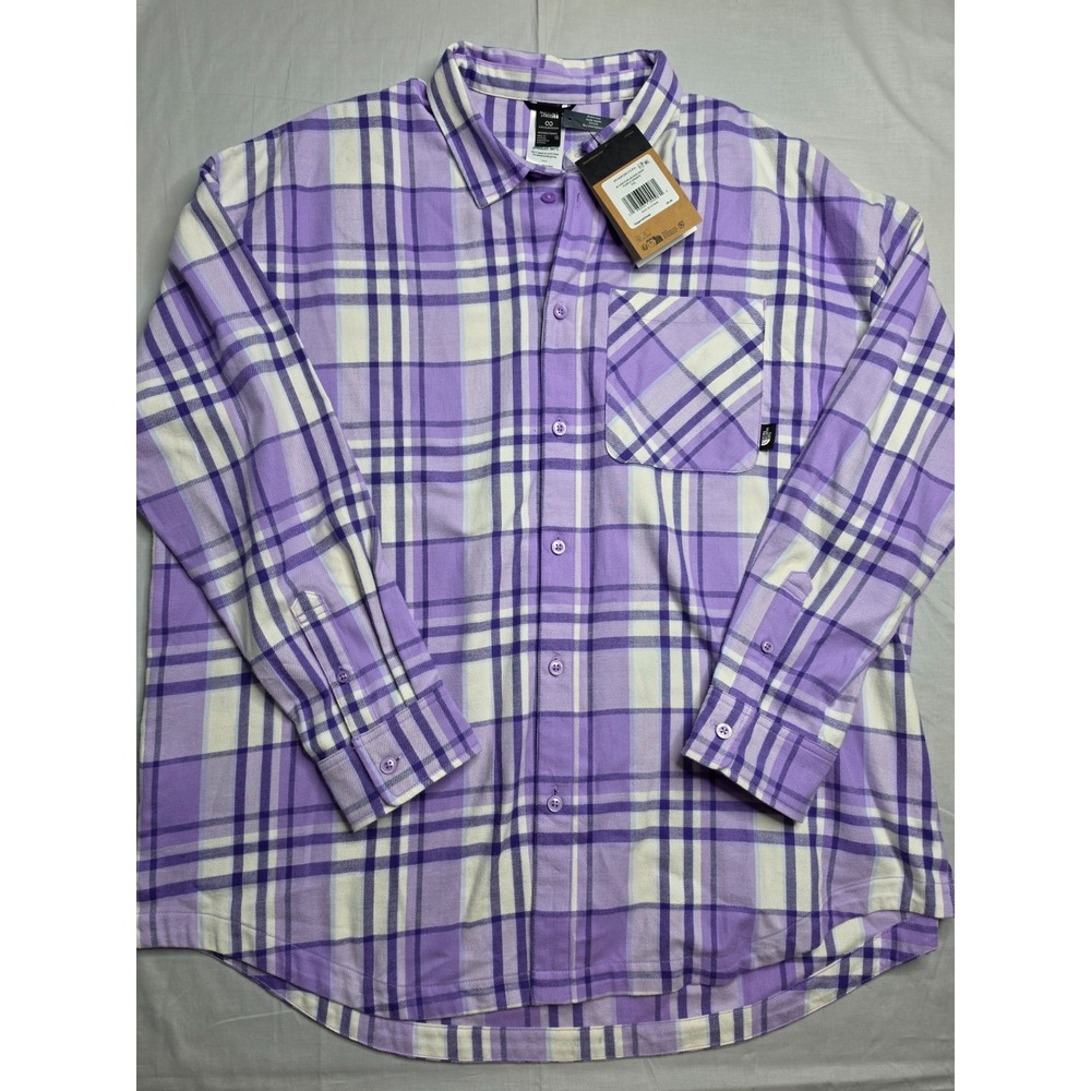 The North Face Junction Woven Shirt Women's 2XL Purple Plaid Cotton Button-Up